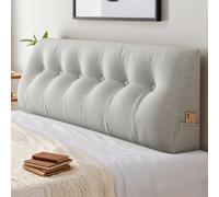 Coussin de Lecture pour Lit, Coussin de Lecture Triangulaire Support Lombaire Gros, Coussin Dossier Lit et de Tête avec Poche Latérale, Housse Amovible et Lavable (150 * 50 * 20cm, Gris Clair)