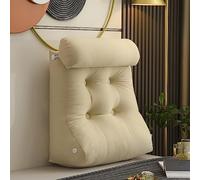Coussin de lecture pour lit et canapé, 55 x 45 x 26 cm, coussin de repos lombaire avec coussin cervical réglable et poche, coussin de dossier doux pour réduire la pression