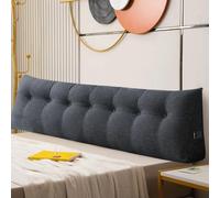 Coussin de Lecture pour lit ou canapé, Traversin Gros Coussin Dossier Corduroy，Oreiller Triangulaire Coussin Coin, tête de lit，Coussin pour Lombaire Jambe, cale Dos Plage, B, 200*50*20cm, Deva Grey