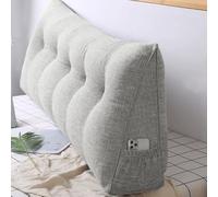 Coussin de Lecture pour lit ou canapé, Traversin Gros Coussin Dossier Corduroy，Oreiller Triangulaire Coussin Coin, tête de lit，Coussin pour Lombaire Jambe, cale Dos Plage, B, 160*50*20cm, Silver Lime