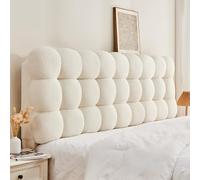 Coussin de lecture rembourré avec sangles en velours matelassé pour lit simple, double et king size, blanc (180 x 60 x 10 cm)