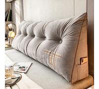 Coussin de lecture triangulaire - 120 x 50 x 20 cm - Grand coussin de dossier de chevet avec housse amovible - Traversin lombaire doux pour lit de jour - Coussin de dossier pour réduire la pression