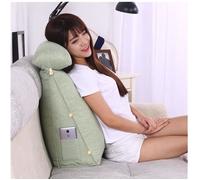 Coussin de Lecture Triangulaire Cale Nuque Soutien Dos en Lin pour chaise de bureau canapé-lit Vert herbeMM 45*45*20cm JET618