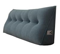 Coussin de Lecture Triangulaire Grand Coussin Triangulaire pour Lit Coussin Lombaire, Traversin de Soutien pour Tête de Lit, Coussin de Dossier Lavable, Canapé Chaise Blue 100cm