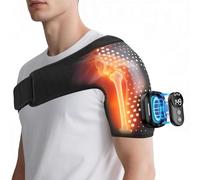 Coussin de massage d'épaule sans fil, 45 à 65 °C, 5 niveaux de chaleur et de vibration, batterie 5000 mAh, contrôle par écran tactile, pour hommes et femmes épaule douleurs musculaires