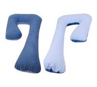 Coussin de maternité, Grossesse/Allaitement, Minky et Coton, forme en 7 bleu à crreaux bleu Bleu G