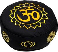 Coussin de méditation 7 chakras-OM or/noir -- 33x17 cm