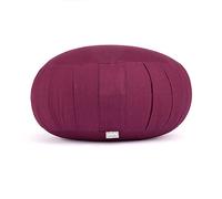Coussin de méditation Bodhi Zafu ECO rond avec plis | Housse en coton 100% biologique | Coussin garni d'épeautre biologique | Hauteur d'assise 20 cm | Aubergine