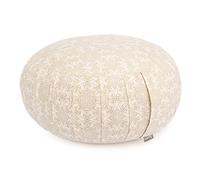 Coussin de méditation Bodhi ZAFU | plis extensibles et poignée de transport pratique | Housse en 100% coton | remplissage épeautre bio | Hauteur 19cm | Collection Maharaja (Madurai écru)