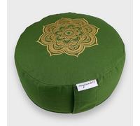 Coussin de méditation « Celine Madeleine » - Broderie - Housse lavable - Vannure d'épeautre bio - 33 x 15 cm - Convient pour les débutants et les expérimentés (olive)