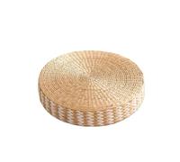 Coussin de Méditation Pouf rond en paille tissée 40/45cm, coussin Tatami, tapis de méditation for siège Yoga ou tabouret Ottoman(White edge,45 x 10 Cm)