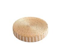 Coussin de méditation rond 40/45cm, Pouf en paille tissé, tapis for sièges Yoga pour Méditation(White edge,50 x 20cm)