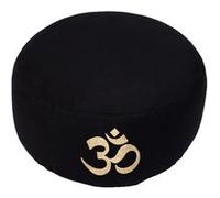Coussin de Méditation Symbole Om or brodé en coton BIO NOIR ET OR G