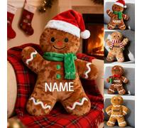 Coussin de Noël personnalisé en pain d'épices avec nom amusant sur le thème des vacances de Cristmas Coussin de canapé personnalisé en pain d'épices pour lit, canapé, chambre à coucher, décoration