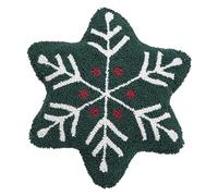 Coussin de Noël vert flocon de neige rouge bâton de marche brodé en velours brodé avec insert pour coussin confortable pour le salon et la chambre à coucher, idéal pour les vacances (vert, taille
