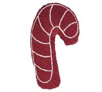 Coussin de Noël vert flocon de neige rouge bâton de marche brodé en velours brodé avec insert pour coussin confortable pour le salon et la chambre à coucher, idéal pour les vacances (rouge, taille