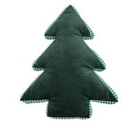 Coussin de Noël vert flocon de neige rouge bâton de marche brodé en velours brodé avec insert pour coussin confortable pour le salon et la chambre à coucher, idéal pour les vacances (vert foncé