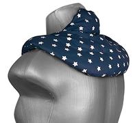 Coussin de nuque avec col montant - Bouillotte pour cervicales - Coussin aux graines de lin - Compresse chaude ou froide pour épaules et cou - Design: bleu étoilé