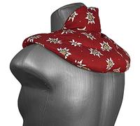 Coussin de nuque avec col montant - Bouillotte pour cervicales - Coussin aux graines de lin - Compresse chaude ou froide pour épaules et cou - Design: fleur d'edelweiss bordeaux