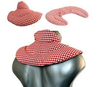 Coussin de nuque avec col montant - Coussin aux noyaux de cerises - Confortable coussin thermique aux graines pour la nuque - Design: Rouge et Blanc