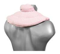 Coussin de nuque avec col montant - Rose et Blanc - Coton Bio - Coussin aux graines de lin - Coussin épaules et cou
