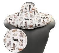 Coussin de nuque bio avec col montant - Tissu bio "chiens vintage" - Coussin aux grains d´épeautre bio - Confortable coussin thermique 2 en 1 pour la nuque Chaud/Froid