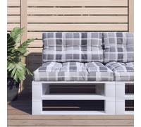 vidaXL Coussin de Palette Motif à Carreaux Gris 60x40x12 cm Tissu