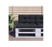 Vidaxl Coussin De Palette Motif À Carreaux Noir 80x40x12 Cm Tissu