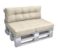Beautissu Set de 2 Coussin Palette Eco Elements - 1x Coussin d'assise 120x80 cm & 1x Coussin Dossier 120x40 cm Confortable Coussin Lounge Extérieur & Intérieur pour Salon Jardin - Nature