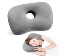Coussin de piercing avec trou : coussin donut pour l'oreille contre les douleurs d'oreille avec bande élastique solide, anneau de sommeil en relief oreiller pour les personnes dormant sur le côté pour