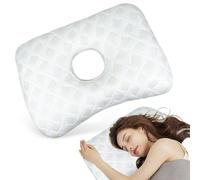 Coussin De Piercing avec Trou, Oreiller avec Trou Coussin Piercing, L'oreiller Original avec Un Trou, Oreiller Beignet, Coussin Donut pour Les Oreilles Latérales Et Le Soulagement De La Douleur(Gris)