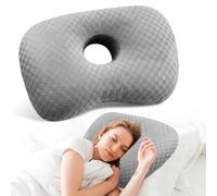Coussin De Piercing Avec Trou, Oreiller Avec Trou Coussin Piercing, L'oreiller Original Avec Un Trou, Oreiller Beignet, Coussin Donut Pour Les Oreilles Latérales Et Le Soulagement De La Douleur(Gris)