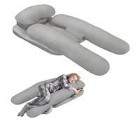 Coussin de positionnement latéral pour douleurs au cou et aux épaules - Design ergonomique en forme de H avec trou pour les bras + coussin cale en mousse - Housse amovible (gris)
