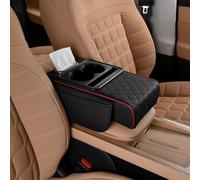 Coussin de Protection D'accoudoir pour Ford Capri/Expedition/Explorer EV/Mustang Mach-E/Mustang, Coussin Rehausseur D'accoudoir, Sac de Rangement de Voiture Quatre en Un,Black and Red