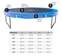 Coussin De Protection Des Ressorts Pour Trampoline, Réversible Bleu / Noir : Ø 10ft - Bleu / Noir