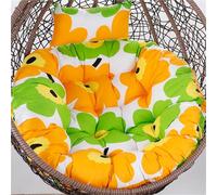 Coussin de Remplacement épais pour balancelle d'extérieur, Rond, avec Appui-tête. Diamètre : 90/100/110 cm (35,43/39,37/43,31 po)(Sunflower,100cm)