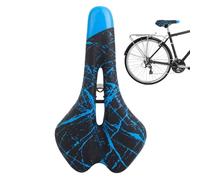 Coussin de selle de vélo, selle rembourrée douce absorbant les chocs, 15,5 x 27,4 cm, design creux respirant, selle en polyuréthane imprimé pour vélo de route et VTT, hommes et femmes, équitation