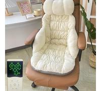 Coussin de siège chauffant, double siège chauffant avec soutien dorsal et coussin, chauffage rapide lavable en machine pour chaises de camping en plein air (blanc, B)