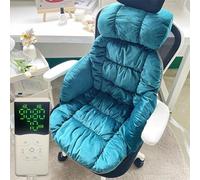 Coussin de siège chauffant, double sièges chauffants avec soutien dorsal et coussin, chauffage rapide lavable en machine pour extérieur, camping, fauteuils, bureau (bleu, B)