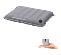 Coussin de siège de camping gonflable ultra léger de 7 cm d'épaisseur, tapis de sol portable pour randonnée, pique-nique, extérieur avec bande de sécurité réfléchissante (gris)