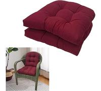Coussin De Siège De Patio Intérieur/extérieur en Osier De Couleur Unie 2 Pièces Réversible, Résistant Aux Intempéries Et À La Décoloration, Coins Arrondis - Coussin De Chaise À Bascule (Color : Red2