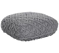 Coussin de Siège de Sol en Coton Carré à Motif Macramé 50 cm Gris Berrechid