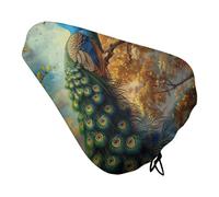 Coussin de siège de vélo rembourré avec cordon de serrage - Doux et confortable - Imperméable - Pour homme et femme - Motif paon