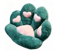 Coussin de SièGe en Peluche Douce en Forme de Patte d'ours, Chaud et Confortable, IdéAl comme Cadeau pour Les FêTes de Fin D'AnnéE, NoëL et Le Nouvel an(Green A)