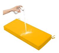 Coussin de siège en rotin imperméable pour banc de jardin, antidérapant, 8 cm d'épaisseur, avec double passepoil, parfait pour baie vitrée, canapé, balançoire, terrasse, jaune, 170 x 60 x 8 cm