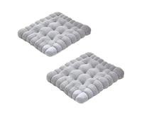 Coussin de siège épais pour bureau, maison, salle à manger, tapis de méditation confortable pour personnes âgées et adultes (2 pièces, carré, gris clair)