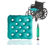 Coussin de siège gonflable pour fauteuil roulant, TPU anti-bedsore coussin de siège de gaufre pour couché personnes âgées handicapées soulagement prolongé de la douleur assise avec 1 pompe à air, 16 "