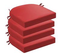 Coussin De Siège Imperméable De 5cm Lot De 4 Coussins De Chaise De Jardin Et D'extérieur Avec Rubans Éclair Galette De Siège Pour Mobilier D'extérieur Chaise En Forme De U(Red,47x40cm)