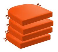 Coussin De Siège Imperméable De 5cm Lot De 4 Coussins De Chaise De Jardin Et D'extérieur Avec Rubans Éclair Galette De Siège Pour Mobilier D'extérieur Chaise En Forme De U(Orange,43x43cm)