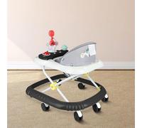 Coussin de Siège Lavable pour Enfants de 6 à 18 Mois -Marchette Evolutif Bébé avec Boîte à Musique et Lumières,Trotteur Bébé Pliable 4 en 1 avec Hauteur Réglable, 67 * 72 * 92cm- Noir (B)